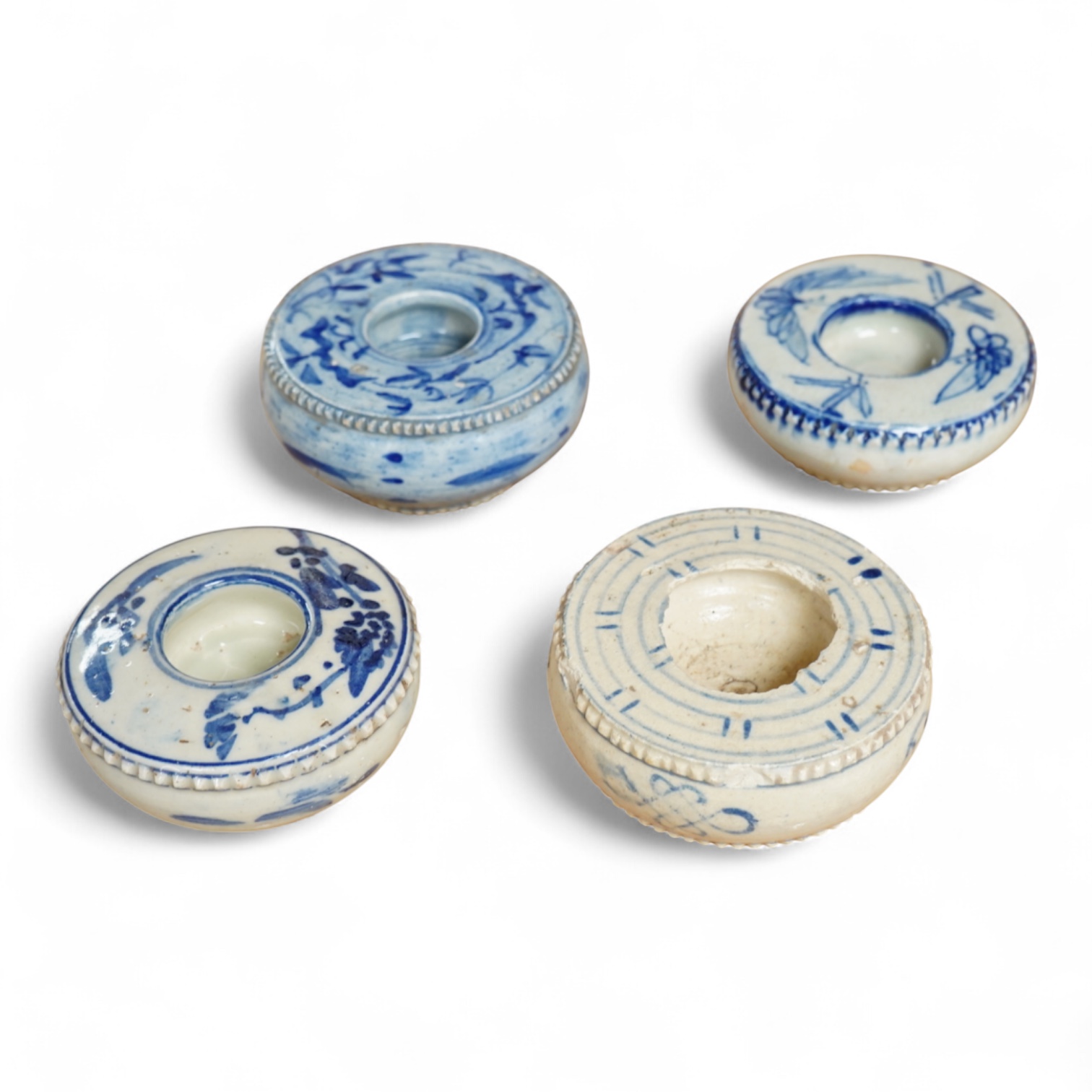 Four Chinese blue and white brush-washers